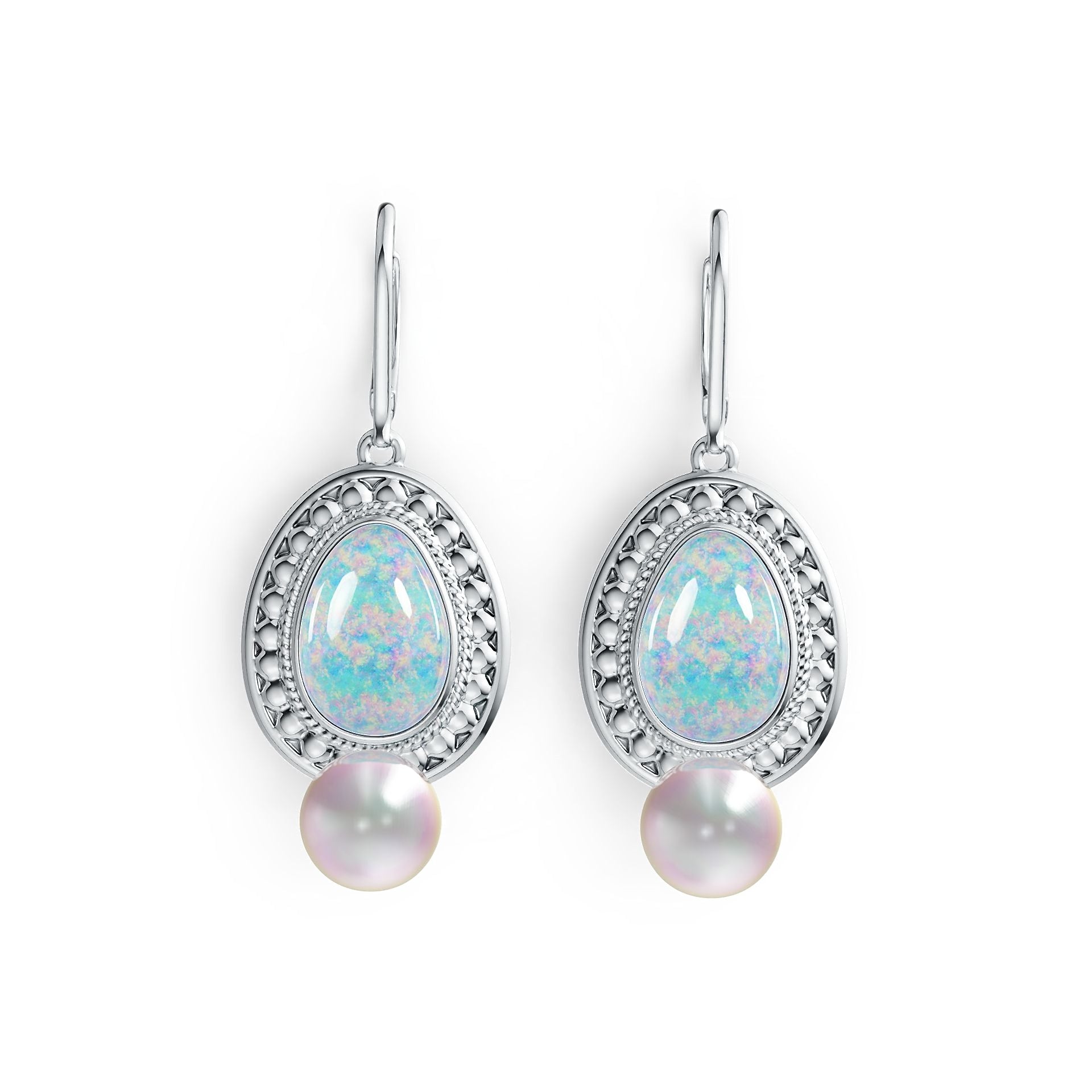Sterling Silver Semi Mount Earrings Setting Round RD 7.5mm OV Cab 12X8mm DHJ