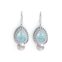 Sterling Silver Semi Mount Earrings Setting Round RD 7.5mm OV Cab 12X8mm DHJ