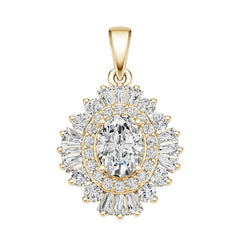 Sterling Silver Semi Mount Pendant Setting Oval OV 8X6mm White Topaz Accents