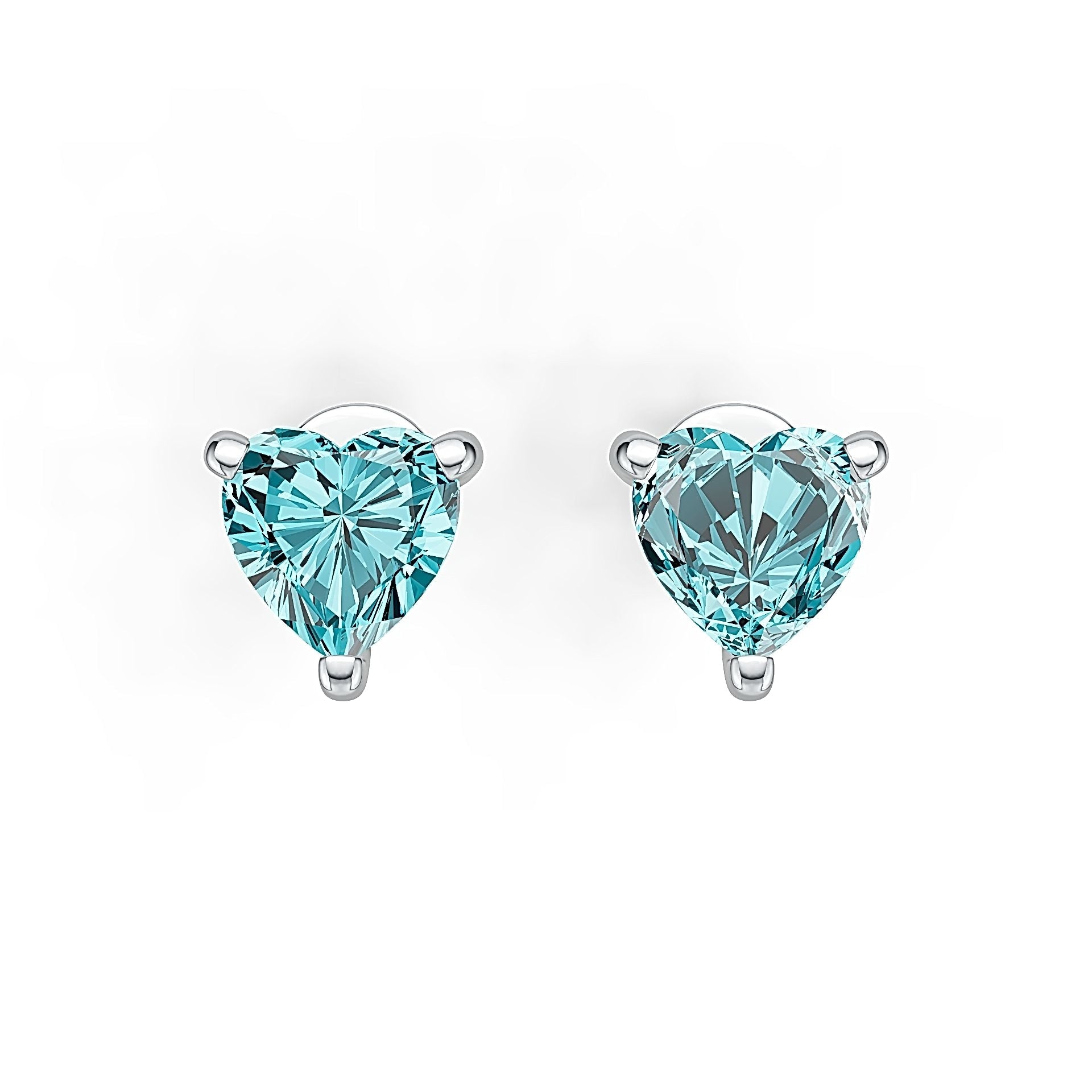 Platinum Semi Mount Earrings Setting Heart HT 6X6mm Simple Stud DHJ