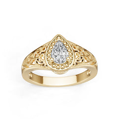 10K Gold Semi Mount Ring Setting Pear Pe 5x4mm Moissanite Accent Syz Jewelry