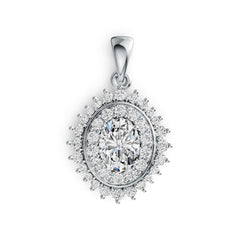 18K Gold Semi Mount Pendant Setting Oval OV 8X6mm Halo Diamond Accent DHJ