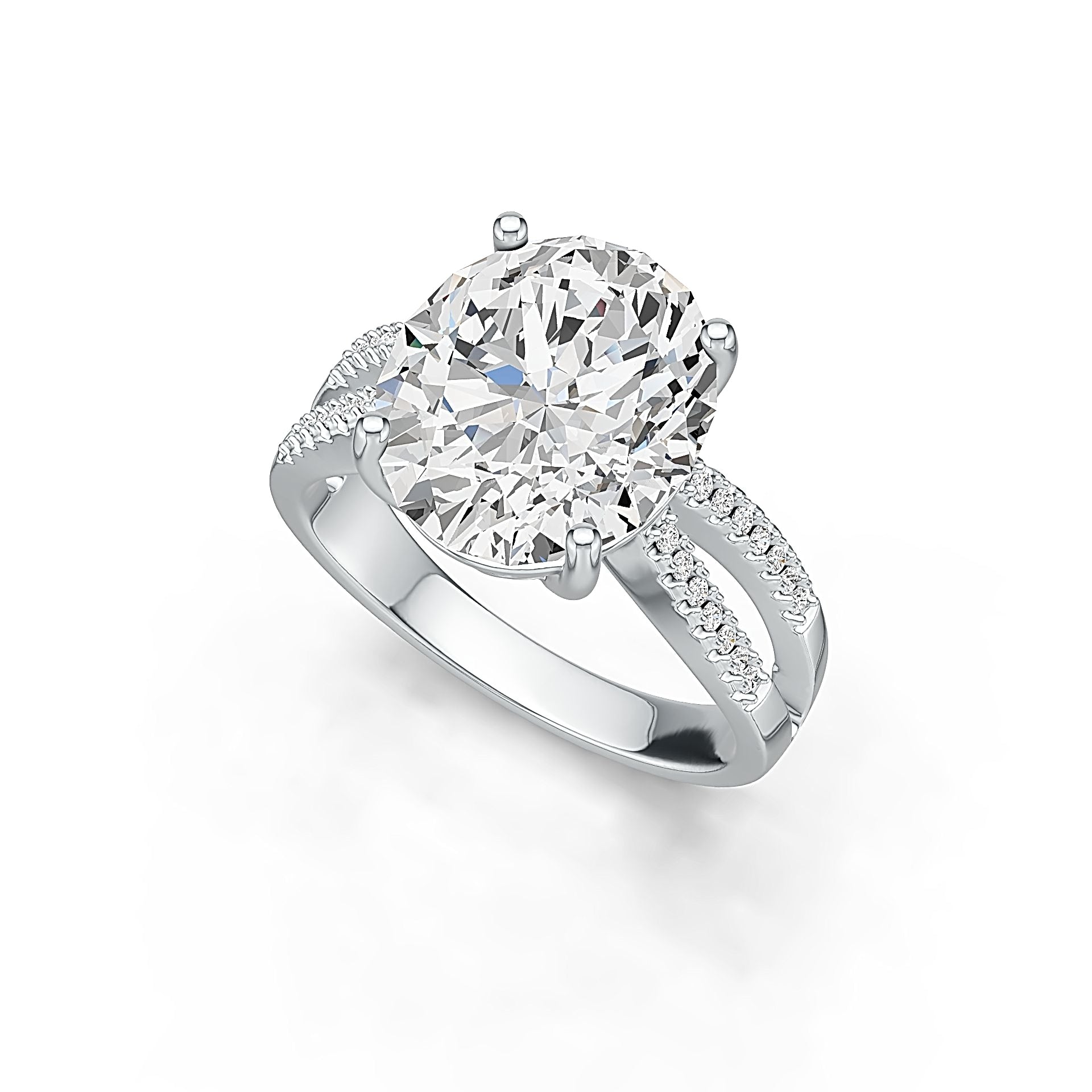 10K Gold Semi Mount Ring Setting Oval OV 14X12mm Moissanite Accent Syzjewelry