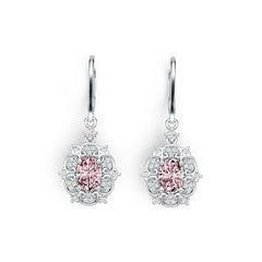 14K Gold Semi Mount Earrings Setting Oval OV 7X5mm with White Topaz Diamond Accent DHJ
