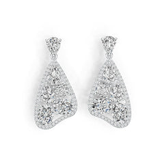 10K Gold Semi Mount Earrings Setting PE 9X6mm PE 8X5mm OV 9X7mm CU 6X6mm Moissanite Accent DHJ
