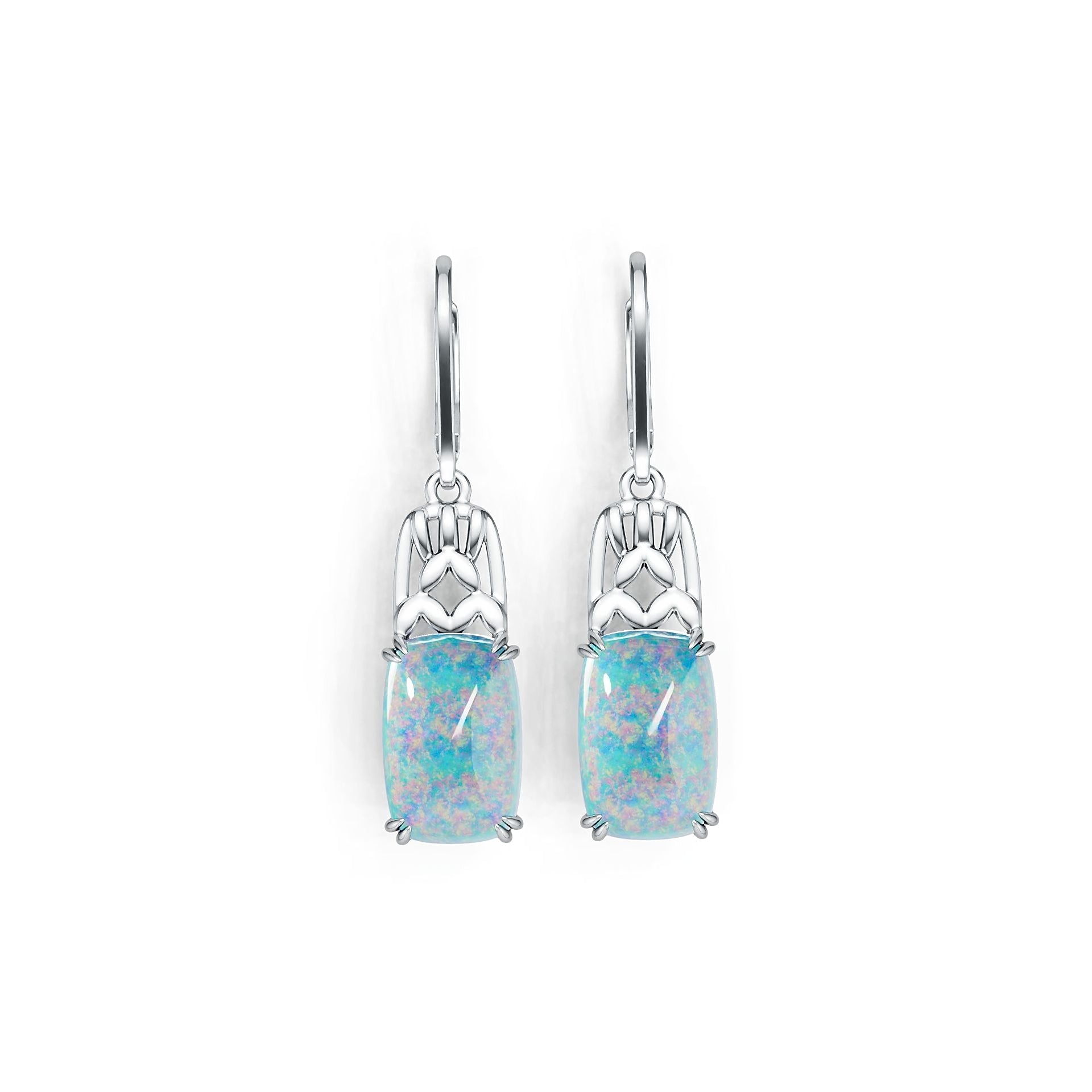 Sterling Silver Semi Mount Earrings Setting Cushion CU 12X8mm Cabochon DHJ