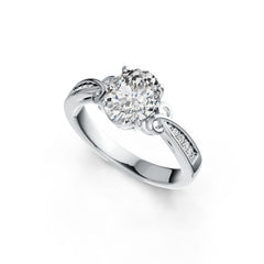 18K Gold Semi Mount Ring Setting Oval OV 9X7mm Solitaire with White Topaz Diamond Accent DHJ