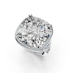 10K Gold Semi Mount Ring Setting Cushion CU 18X18mm Moissanite Accent DHJ