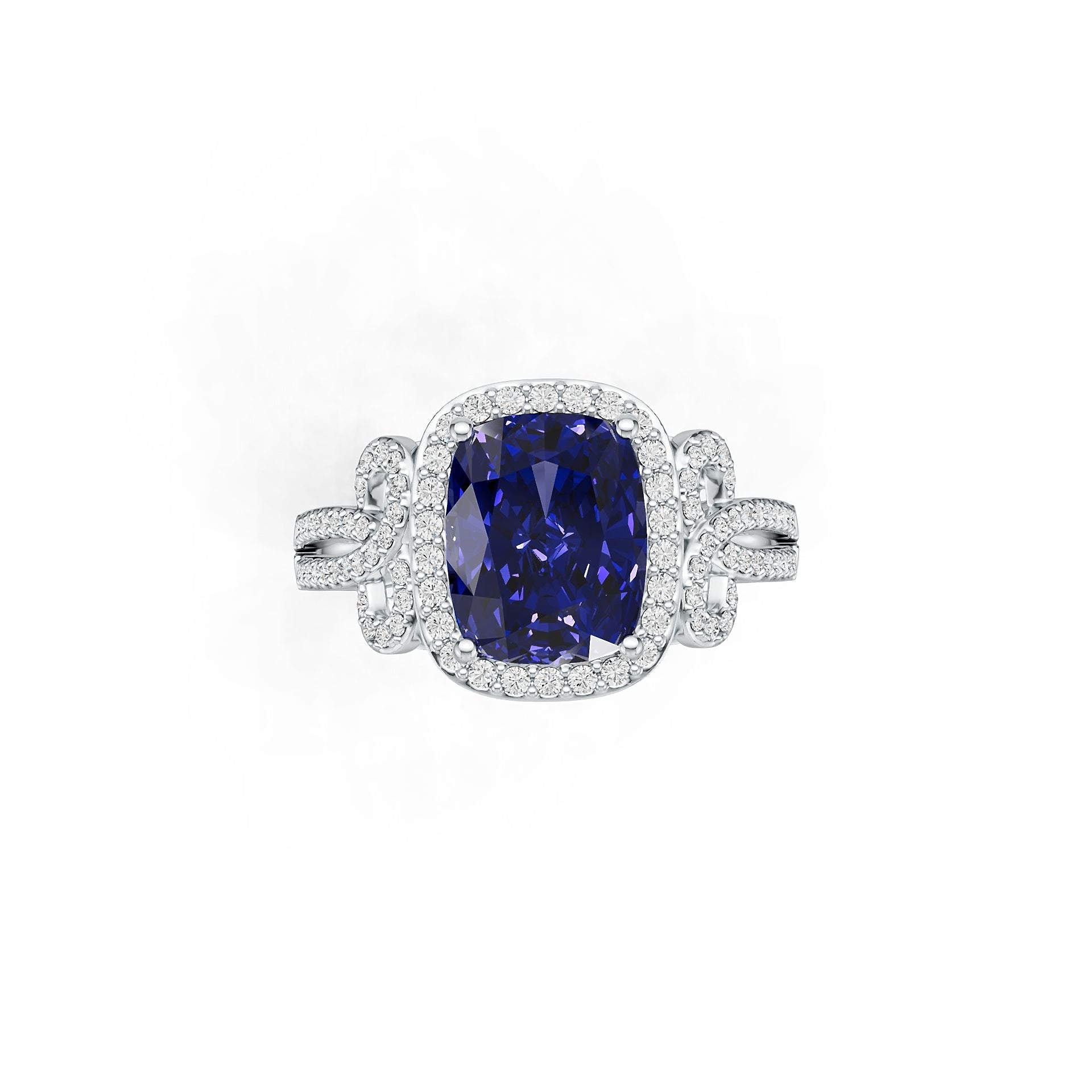 10K 14K Gold or Platinum Semi Mount Ring Setting Cushion Cu 10x8mm Diamond Accent Syzjewelry