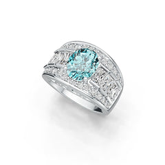 Platinum Semi Mount Ring Setting Oval OV 10x8mm Emerald OCT 5x3mm Diamond Accent DHJ