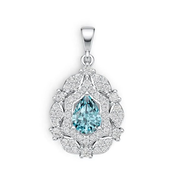 Sterling Silver Semi Mount Pendant Setting Pear PE 8x6mm DHJ