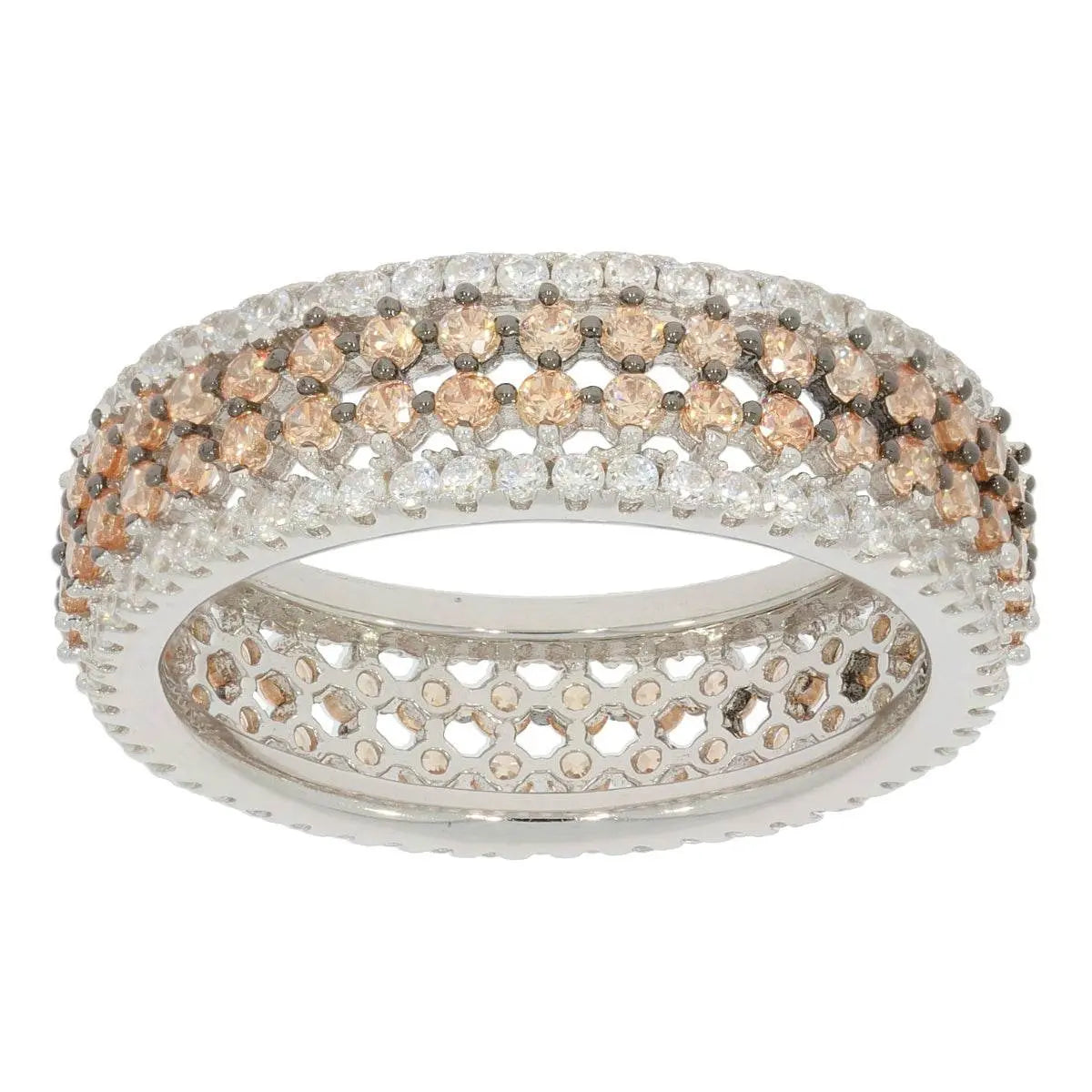 18K Gold Ring Band with Moissanite Accent Enternity Band Ring DHJ