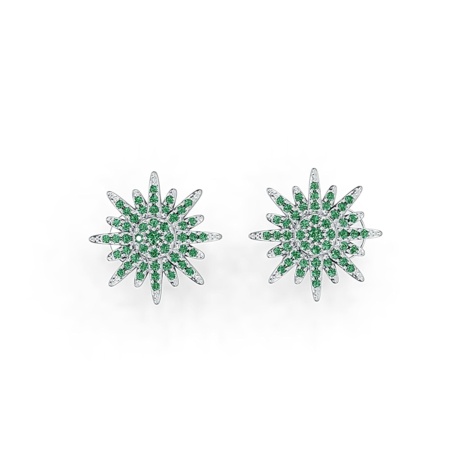 14K Gold Earrings Starburst Theme with or Moissanite Diamond Accent DHJ