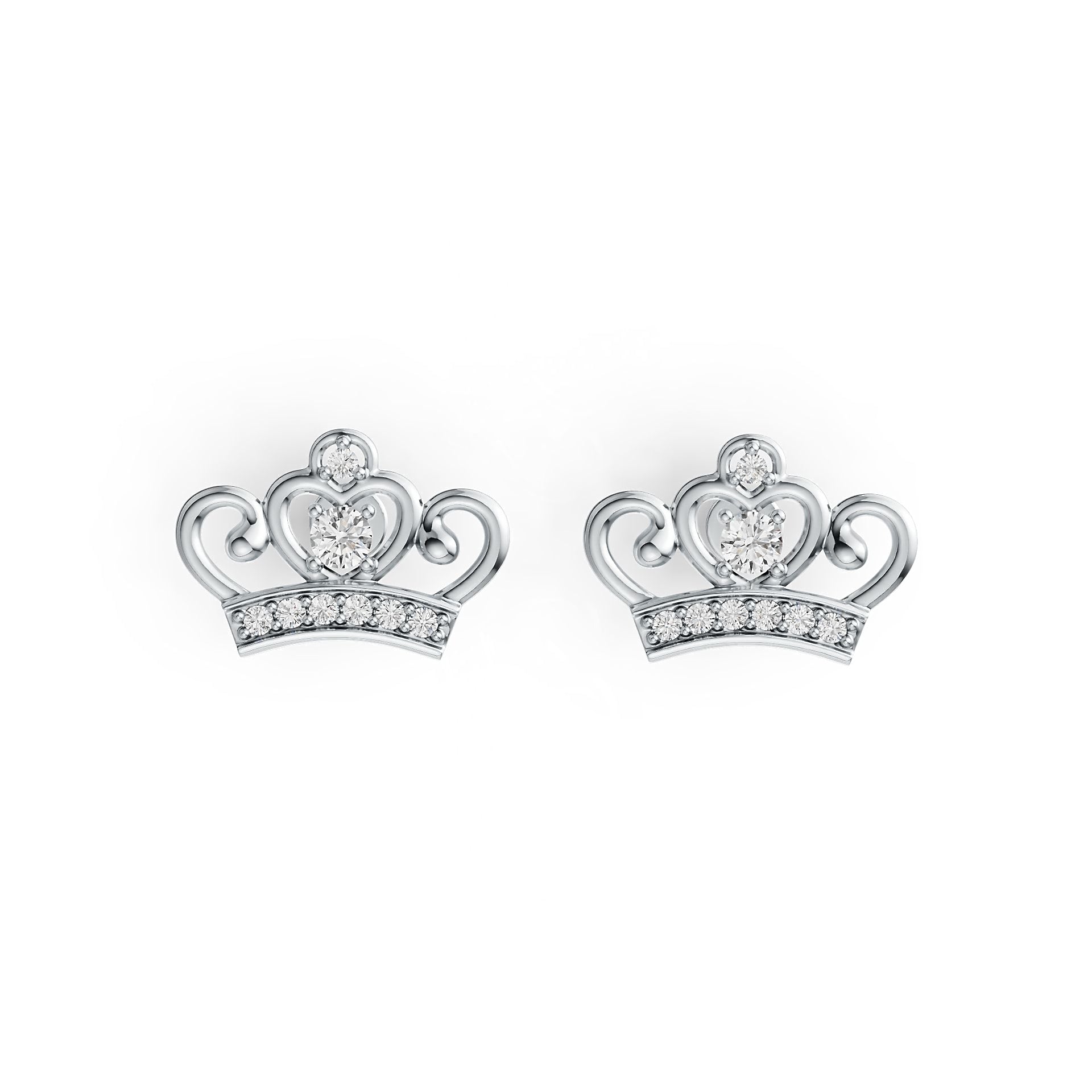 Platinum Semi Mount Earrings Setting Round RD 3x3mm Crown Theme Diamond Accent DHJ