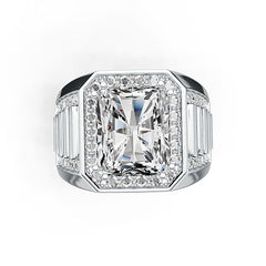 Sterling Silver Semi Mount Men's Ring Setting Emerald OCT 12x10mm Halo Syzjewelry