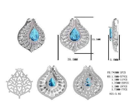 18K Gold Semi Mount Pendant Setting Pear PE 9X7mm Diamond Accent DHJ