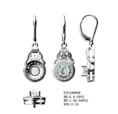 10K Gold Semi Mount Earrings Setting Round RD 5x5mm Moissanite Accent DHJ