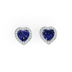 Sterling Silver Semi Mount Earrings Setting Heart HT 6x6mm Halo - Syzjewelry