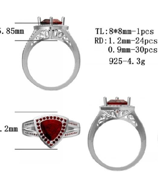 Platinum Semi Mount Ring Setting Trillion TL 8X8mm Diamond Accent DHJ