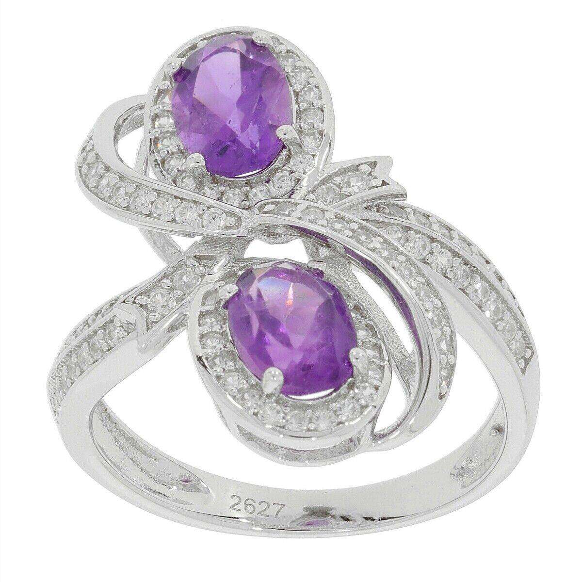 Platinum Semi Mount Ring Setting Oval OV 7X5mm Twin Stone Cluster Ring Diamond Accent DHJ