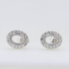 10K Gold Semi Mount Earrings Setting Oval OV 7X5mm Moissanite Accent DHJ