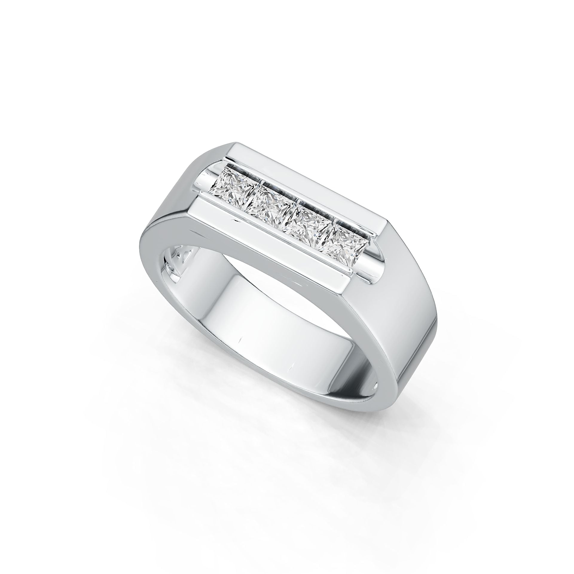 18K Gold Semi Mount Ring Setting Princess SQ 3x3mm Men's Ring DHJ