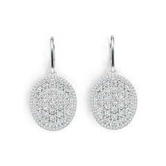 Platinum Dangling Cluster Earrings with or Moissanite Diamond Accent DHJ