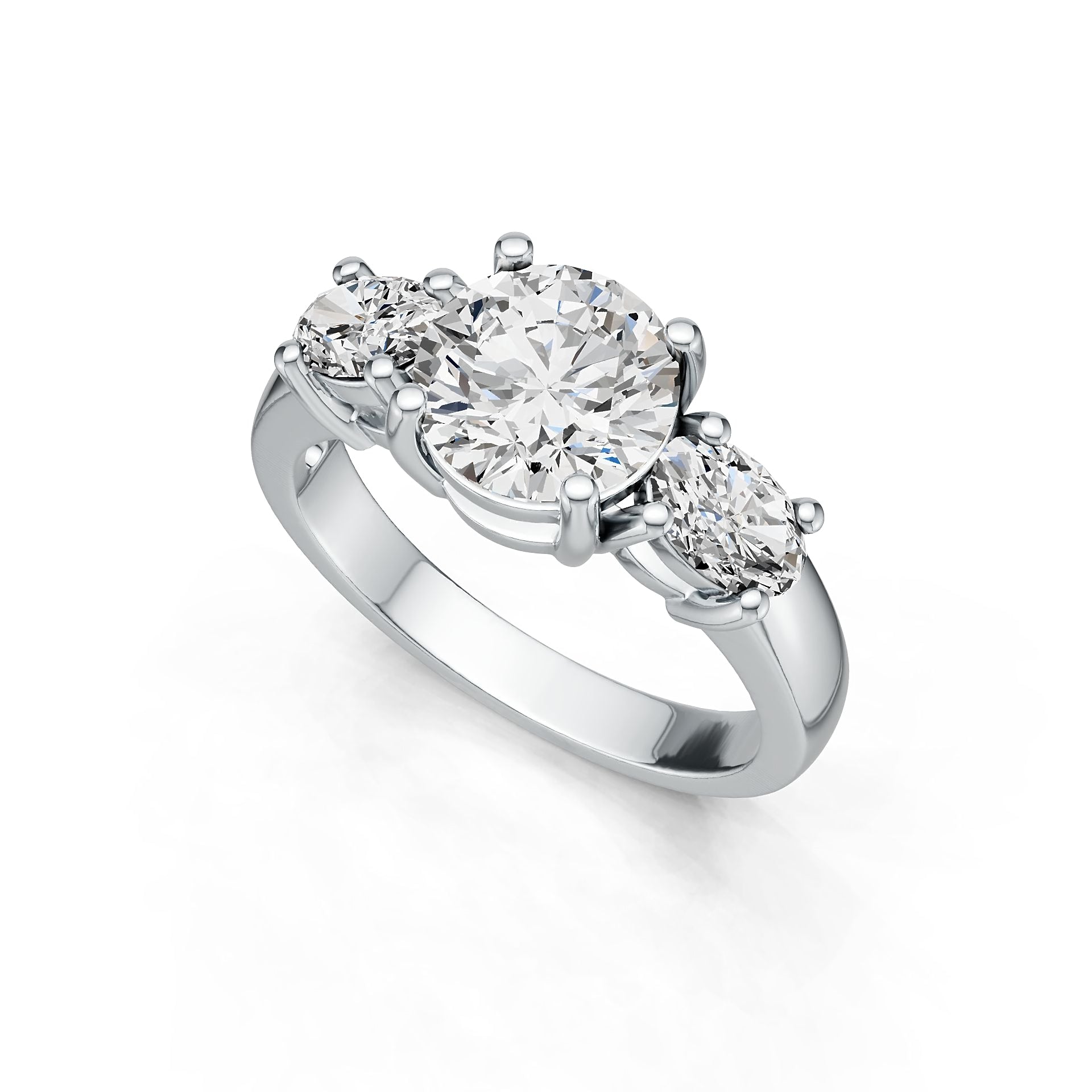 10K Gold Semi Mount Ring Setting Round RD 8x8mm OV 6x4mm 3-Stone Ring DHJ