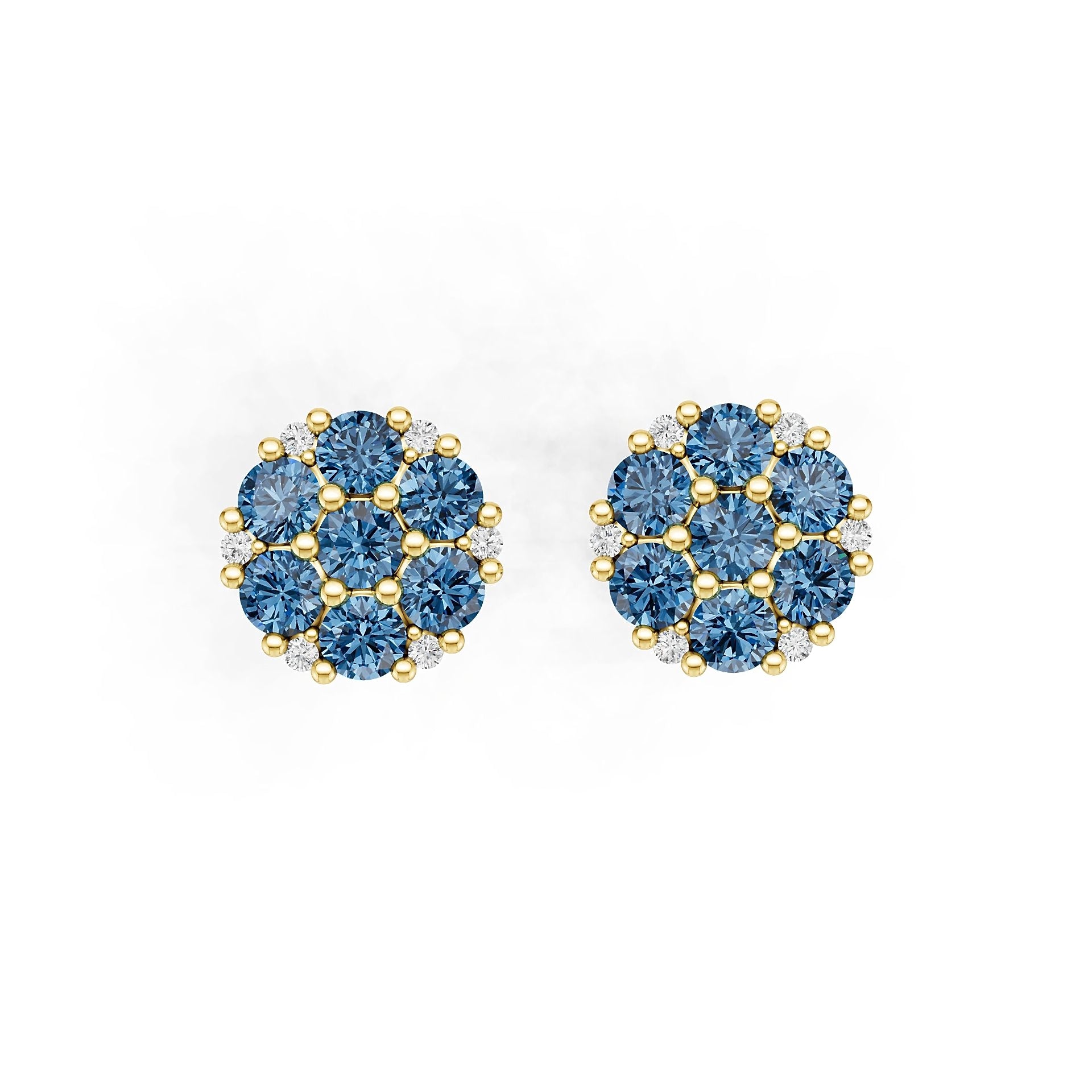 10K 14K Gold or 18K Gold Semi Mount Earrings Setting Round Rd Diamond Accent Syzjewelry