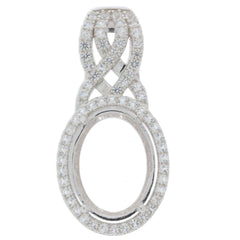18K Gold Semi Mount Pendant Setting Oval OV 20X15mm Halo Diamond Accent Syzjewelry