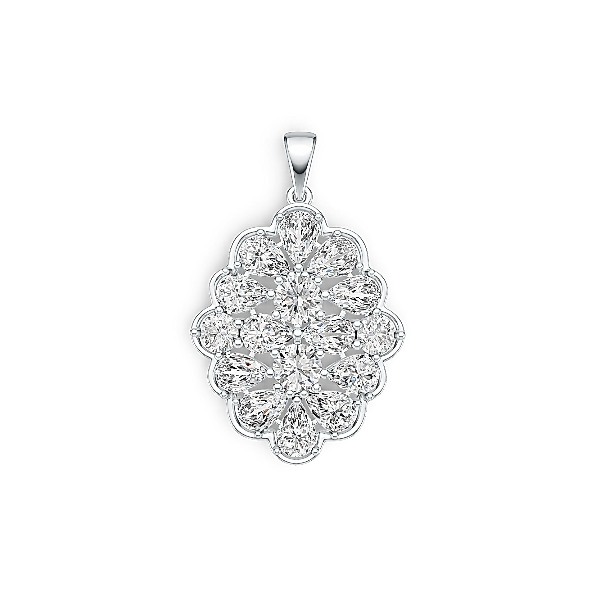 Platinum Semi Mount Pendant Setting Pear PE 7X5mm RD 6Xmm RD 5X5mm DHJ