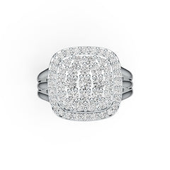 Sterling Silver Cluster Engagement Ring with White Topaz or Moissanite DHJ