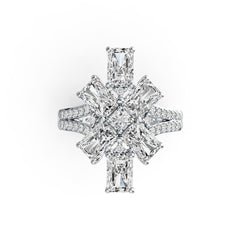 Sterling Silver Semi Mount Ring Setting Emerald OCT 6X4mm SQ 3X3mm DHJ