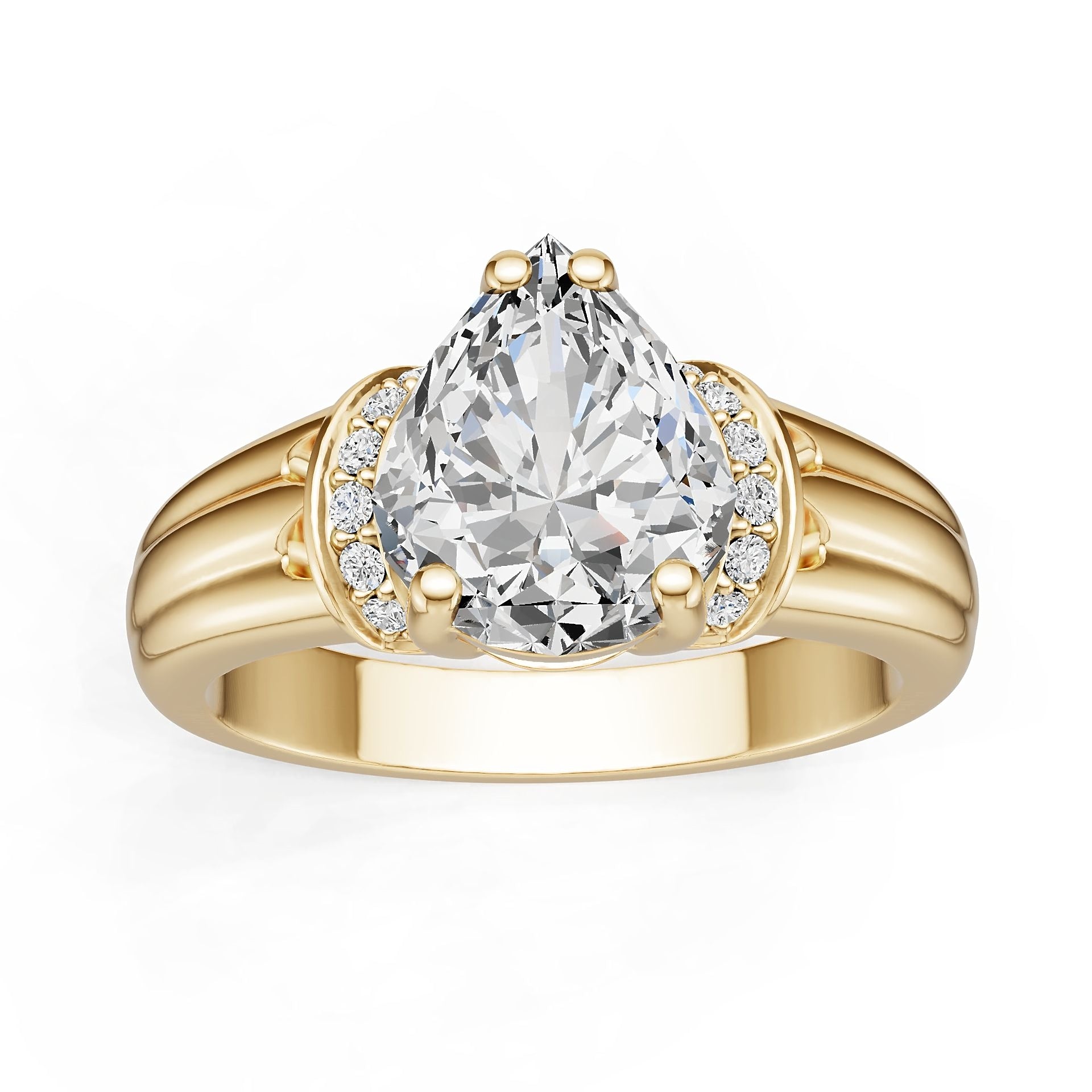 18K Gold Semi Mount Ring Setting Round Ro 10x8mm Diamond Accent Syz Jewelry
