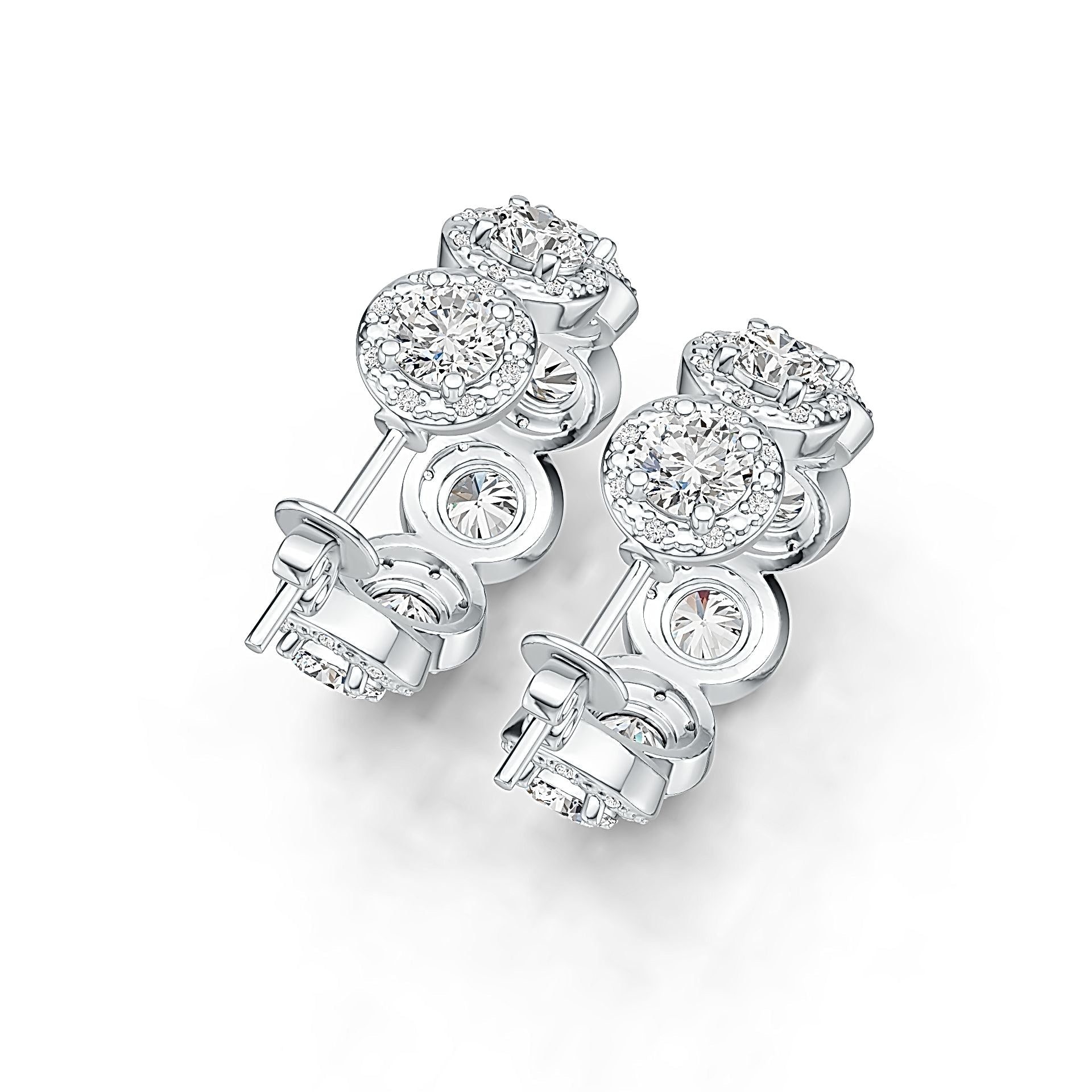 18K Gold Semi Mount Earrings Setting Round RD 5x5mm with Diamond Accent DHJ