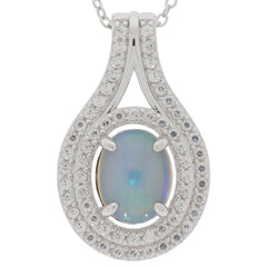 10K Gold Semi Mount Pendant Setting Cab Oval OV 10X8mm Halo Moissanite Accent Syzjewelry