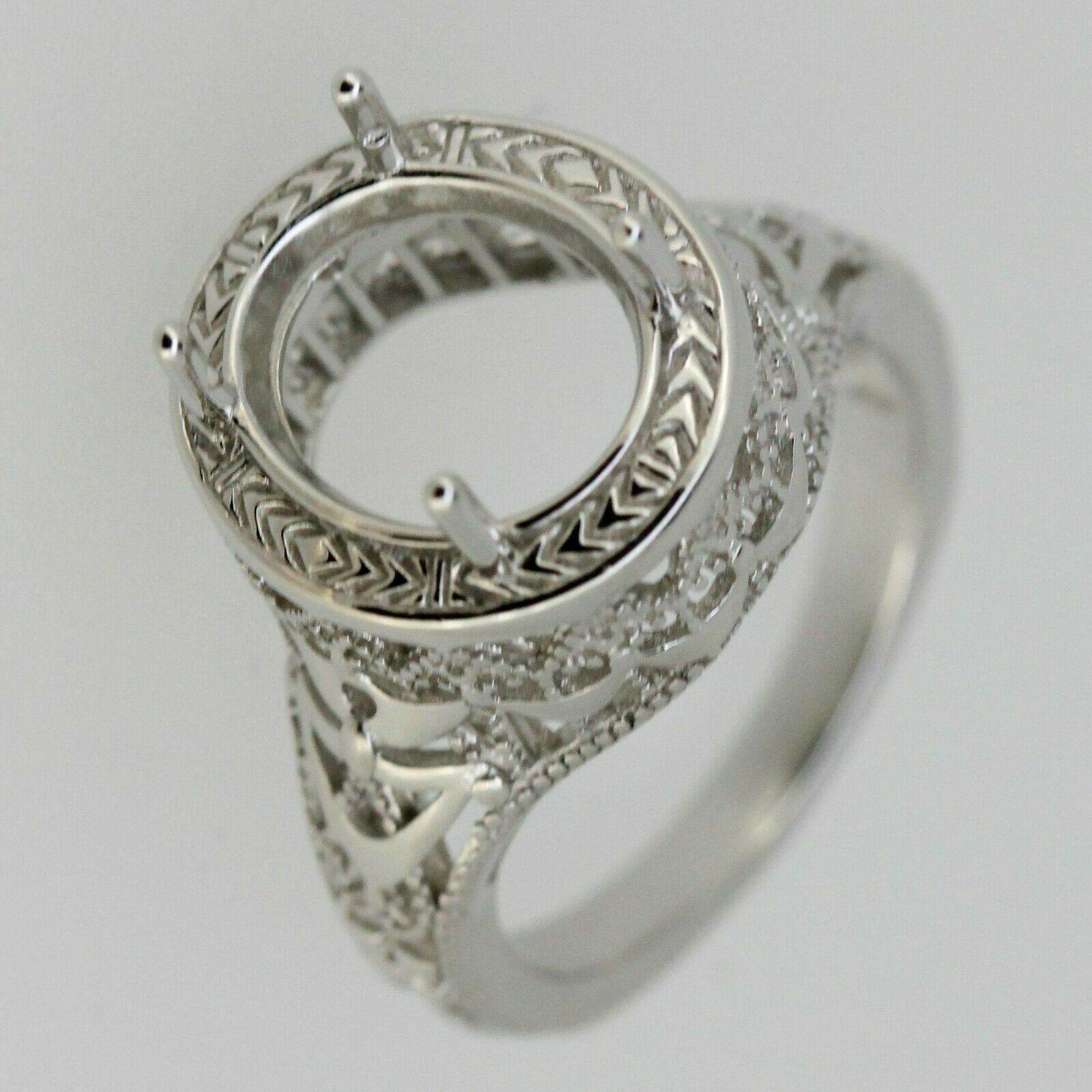 Platinum Semi Mount Ring Setting Oval OV 11x9mm Art Deco Style Syzjewelry