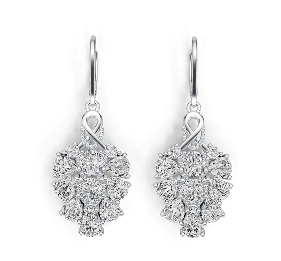 Platinum Semi Mount Earrings Setting Pear PE 6X4mm PE 5X4mm OV 5X4mm Diamond Accent DHJ
