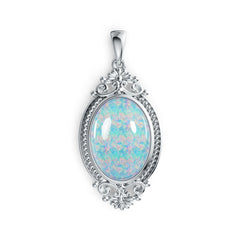 Platinum Semi Mount Pendant Setting Oval OV 18x13mm Art Nouveau Cabochon DHJ