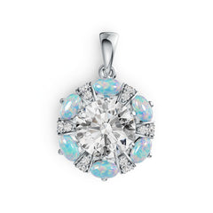 10K Gold Semi Mount Pendant Setting Round RD 10x10mm OV Cabochon 5X4mm Moissanite Accent DHJ