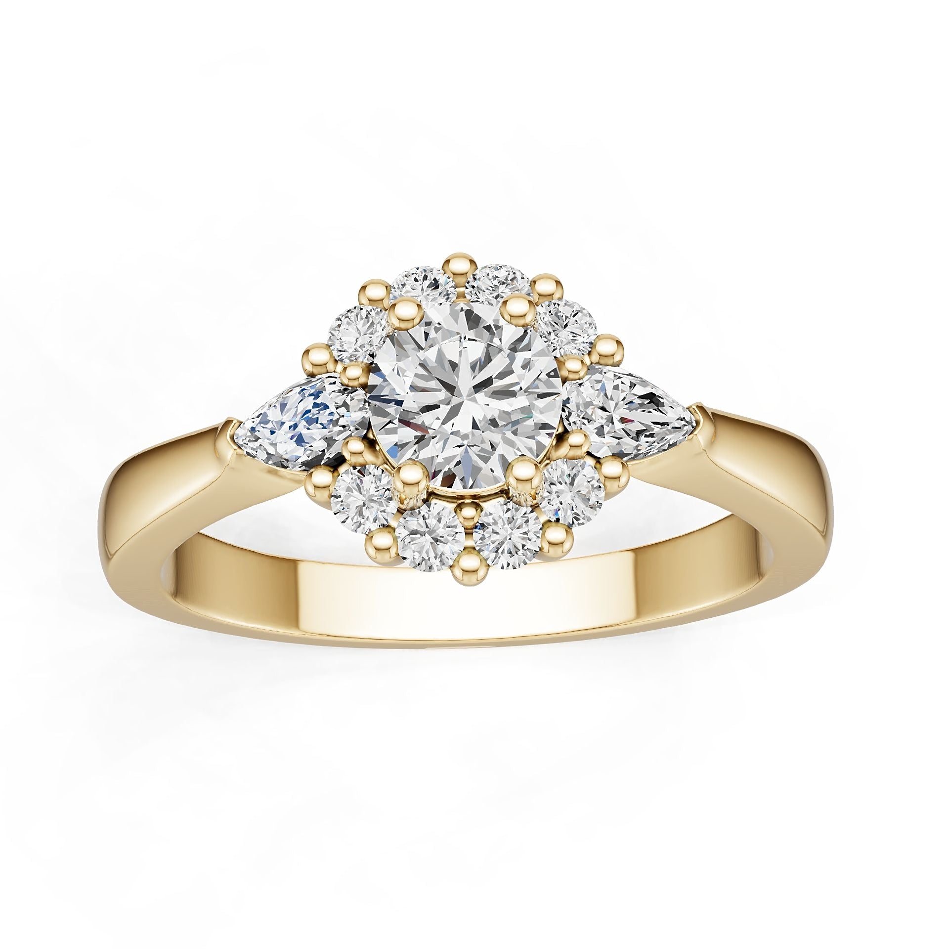 10K Gold Semi Mount Ring Setting Round Ro 5x3mm Moissanite Accent Syz Jewelry