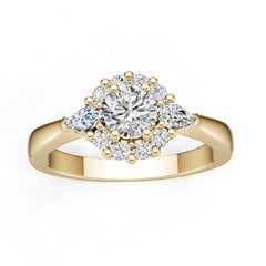 10K Gold Semi Mount Ring Setting Round Ro 5x3mm Moissanite Accent Syz Jewelry