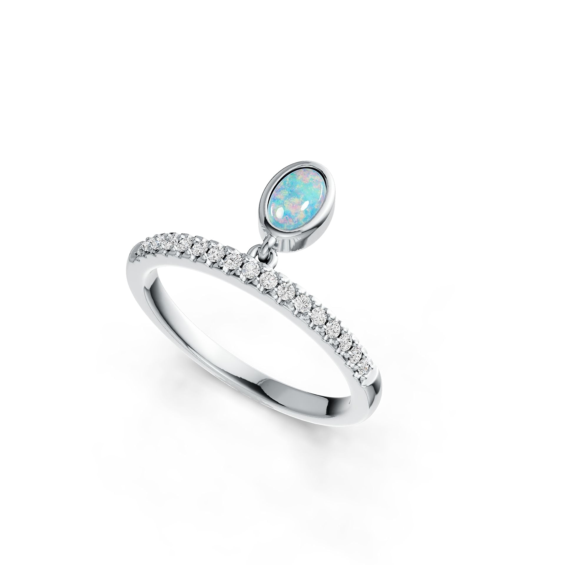 10K Gold Semi Mount Ring Setting Oval OV 6X4mm Full Bezel Cabochon Moissanite Accent DHJ