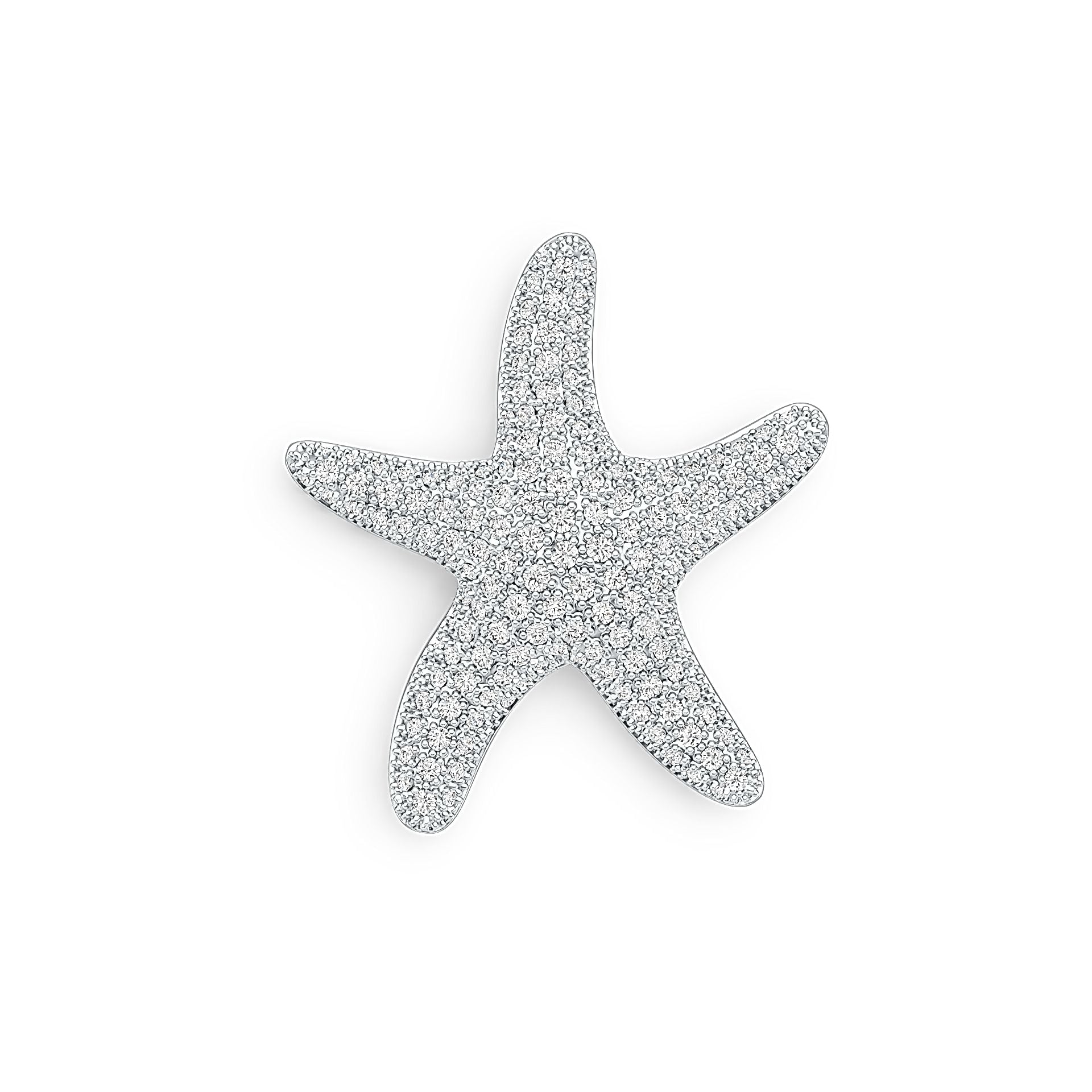 Sterling Silver Pendant Starfish Theme with White Topaz or Moissanite DHJ
