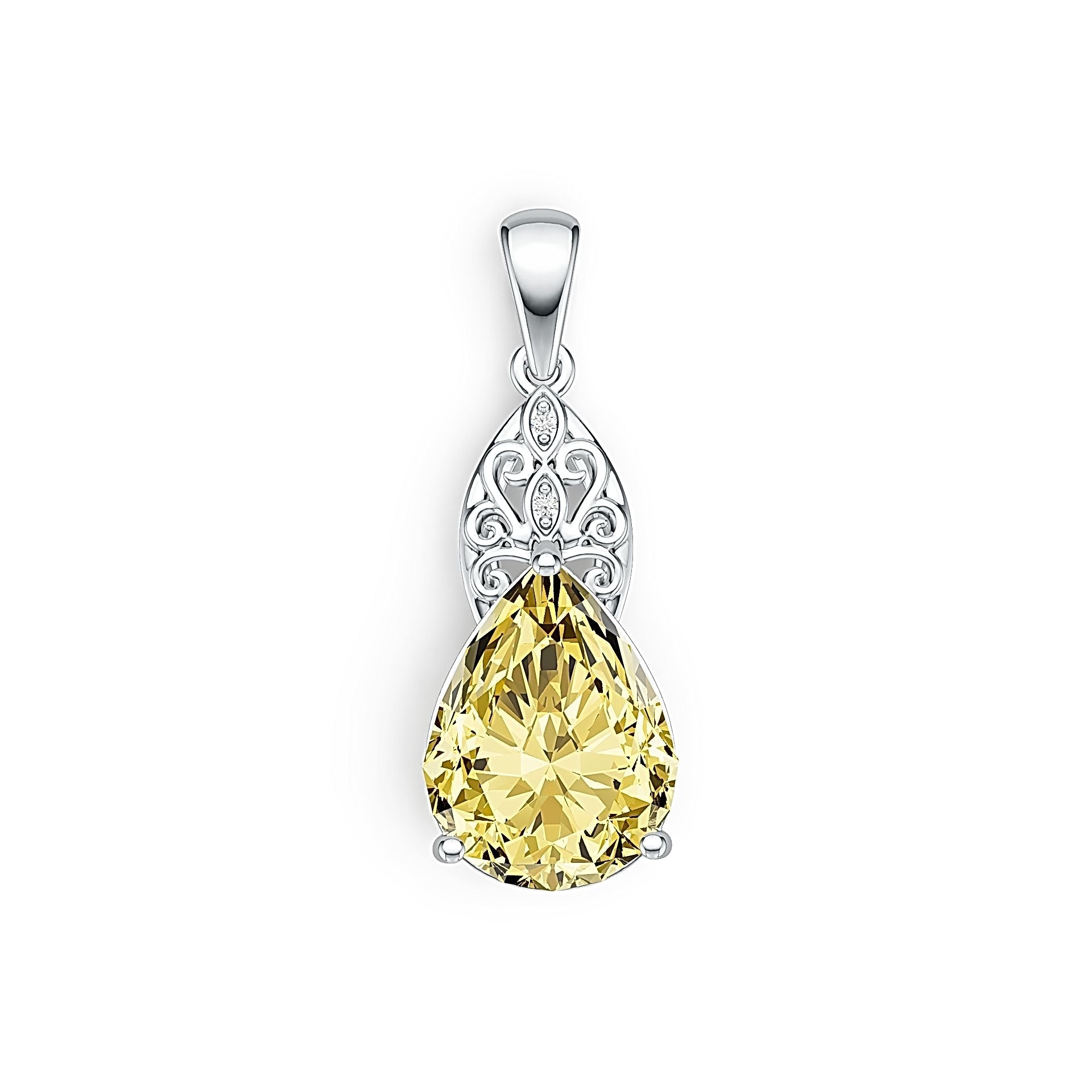 14K Gold Semi Mount Pendant Setting Pear PE 16X12mm Diamond Accent DHJ