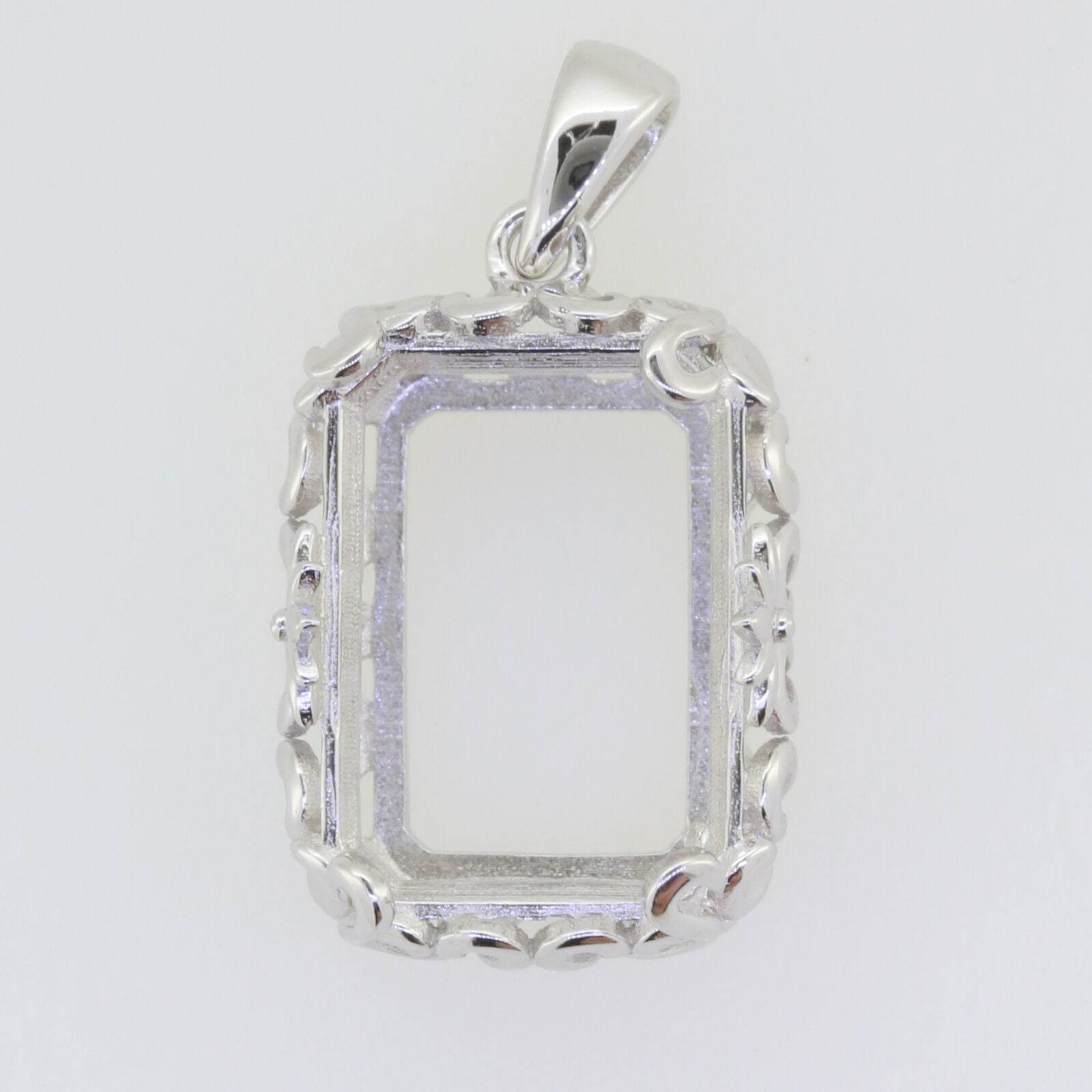 Platinum Semi Mount Pendant Setting Emerald OCT 18x13mm Vintage Syzjewelry
