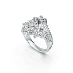 18K Gold Semi Mount Ring Setting Pear PE 9x6mm Diamond Accent DHJ