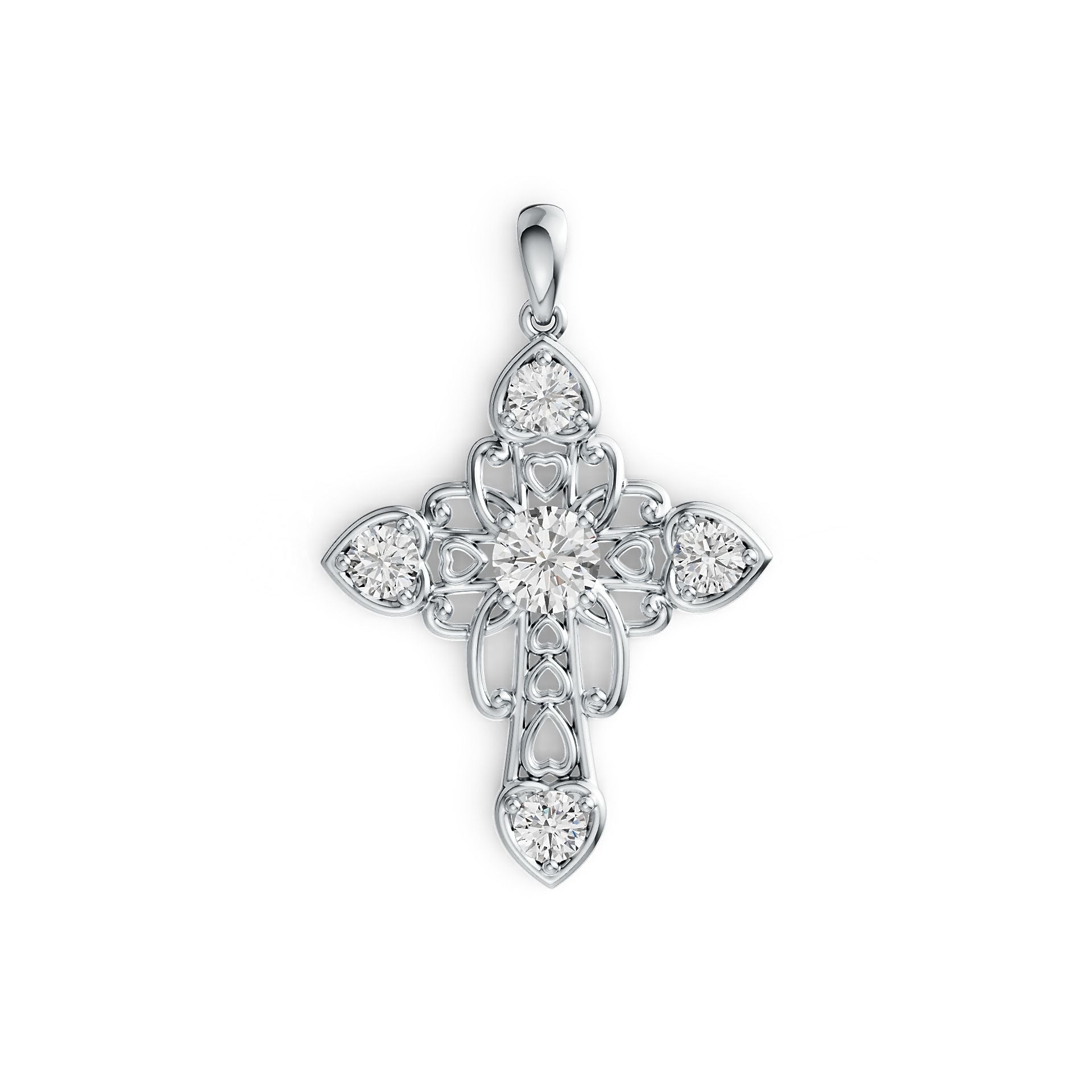 10K Gold Semi Mount Pendant Setting Round RD 6x6mm RD 4x4mm Cross Theme DHJ