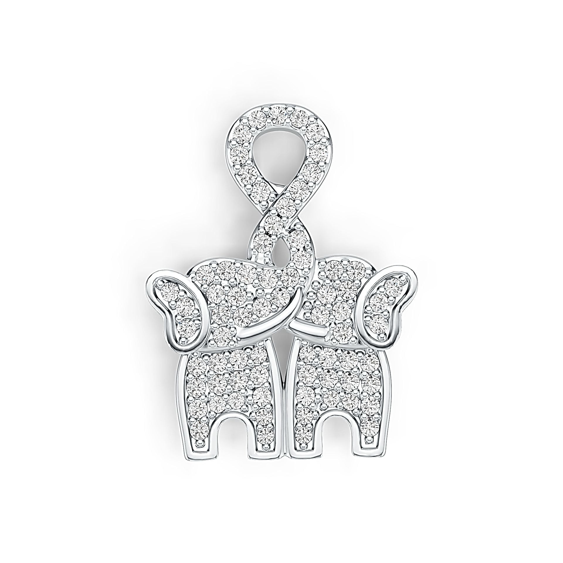 Platinum Pendant Elephant Theme with White Topaz or Moissanite Diamond Accent DHJ
