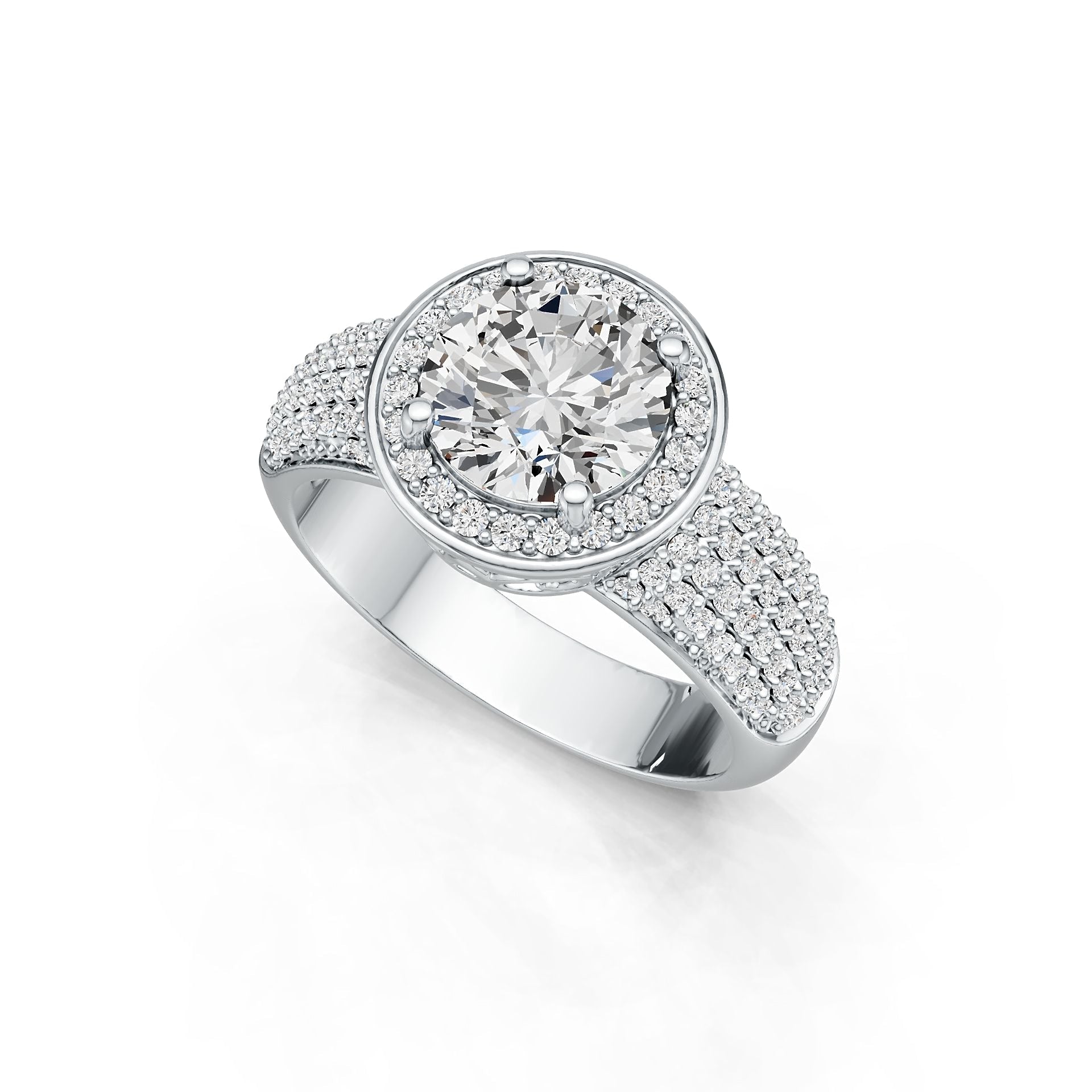 14K Gold Semi Mount Ring Setting Round RD 8x8mm Diamond Accent DHJ